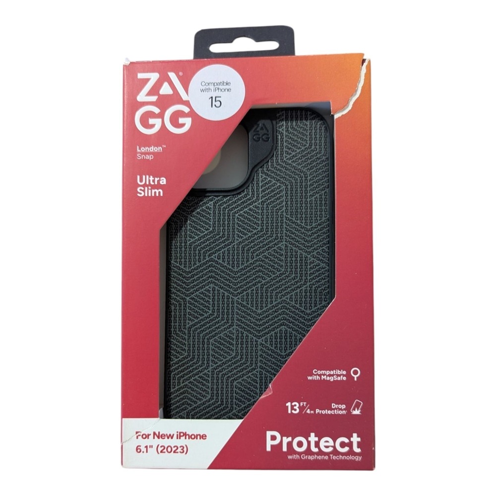 N4. ZAGG London Snap Series Case for‎ Apple iPhone 15 - Black Geo